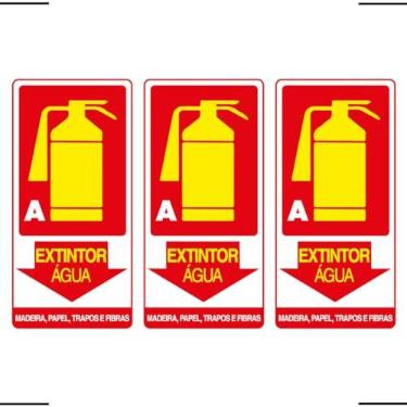 Imagem de Combo 3 Placas De Sinalização Extintor A Água Madeira, Papel, Trapos E Fibras 15X30 Ekomunike - X-702 F9e