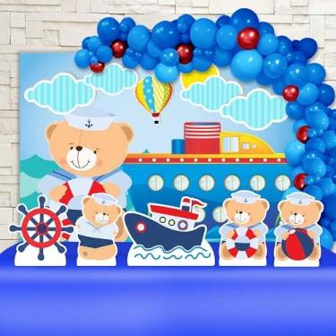 Imagem de Kit Decoração Festa de Aniversário Infantil Ursinho Marinheiro
