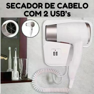 Imagem de Secador Branco Tipo Hotel com Função USB Quente e Frio 220V - ROMI, 22