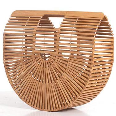 Imagem de RULER TRUTH Bolsa feminina de bambu feita à mão, bolsa de palha de bambu, bolsa de cesta natural para verão e praia.., Original, Small