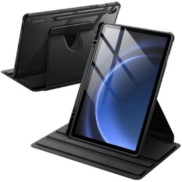 Imagem de JETech Capa Protetora Giratória para Galaxy Tab S10 Lite/FE/S9 FE/S9, Preto | Suporte com Rotação 360°, Design com Parte Traseira Transparente, Ativação/Repouso Automático, Porta Pencil, Proteção Total