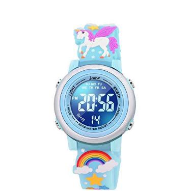 Imagem de VAPCUFF Relógio Infantil Feminino à Prova D'água e à Prova de Choque, Multifunções da Moda, Azul Unicórnio, Meninas de 3 a 10 Anos