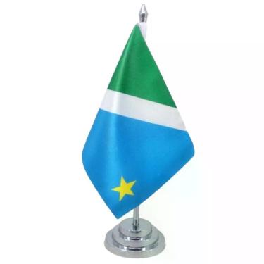 Imagem de Bandeira Mesa Dupla Face Mato Grosso Do Sul Mastro 29 Alt. Cetim