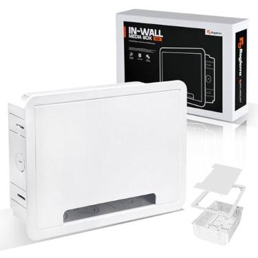 Imagem de Caixa de mídia embutida – Kit de gerenciamento de cabo de TV, gabinete de mídia estruturada, caixa de home theater, compatível com Roku, Apple TV, Samsung One Connect Mini - compatível com WiFi, roxo