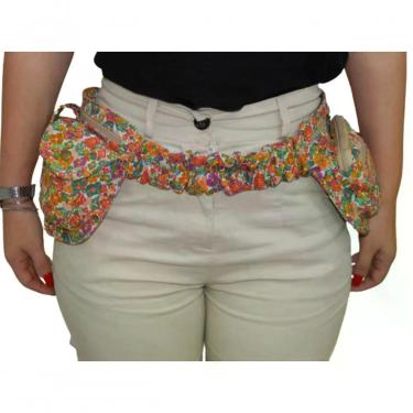 Imagem de Pochete Feminina Zup Bags Waist Bag em Algodão Amarelo Floral Feminino