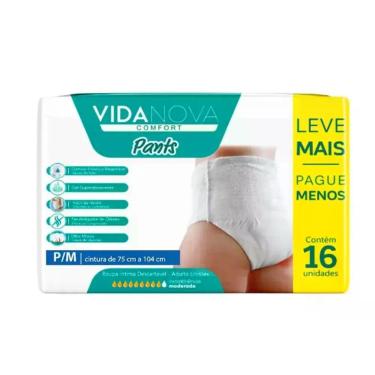 Imagem de Roupa Íntima Adulto Vida Nova Pants P/M com 16 unidades