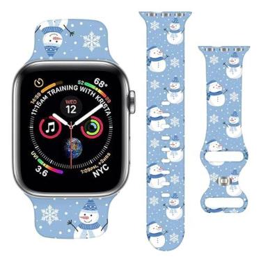 Imagem de Pulseira de Natal compatível com Apple Watch Ultra, séries 10, 9, 8, 7, 6, 5, 4, 3, 2 e 1 de 38 mm, 40 mm, 41 mm, 42 mm, 45 mm, 46 mm, 49 mm, SE, 38 0 mm, 40 mm, 40 mm, 41 mm, 41 mm, 44 mm, 46 mm, 2 e