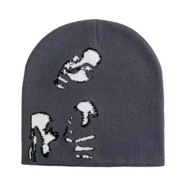 Imagem de Gorro De Lã Tricotado Estampado Y2K Unissex, Acessórios De Moda Hip Ho