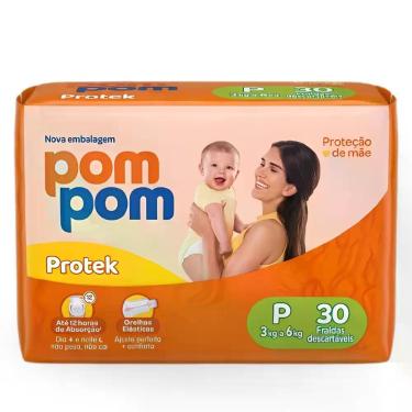 Imagem de Fralda Pom Pom Protek Proteção de Mãe Jumbo Tamanho P 30 Unidades