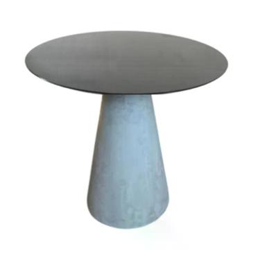 Imagem de Mesa De Apoio Cone Cimento Queimado - Tampo Laqueado 70 Cm Altura 60 Cm Cor Preto