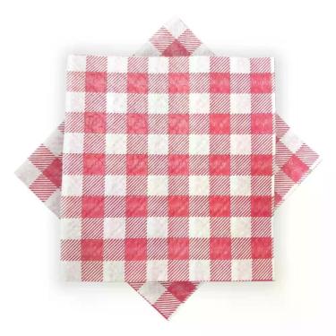 Imagem de Guardanapo De Papel Xadrez Vermelho 20cm X 21cm - 50 Unidades