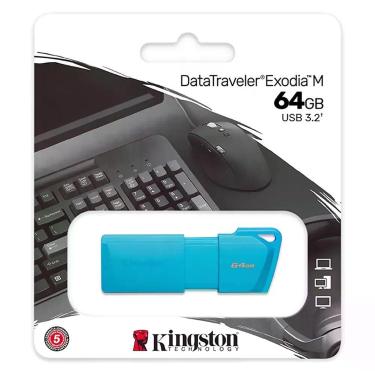 Imagem de Pen Drive Exodia m USB 3.2 Alta Performance Durabilidade Azul Kingston 64GB Armazenamento Portátil Pessoal