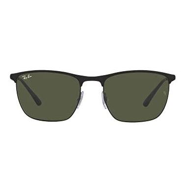 Imagem de Ray-Ban Óculos de sol quadrados RB3686, Preto fosco em preto/verde, 57 mm