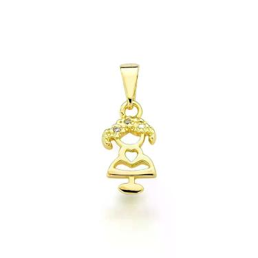 Imagem de Pingente Filhos Delicados Com Zirconias Banhados A Ouro 18k