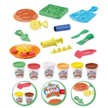 Imagem de kit Massinha De Modelar Fazendo Massas com Forminhas Divertoys - Diver