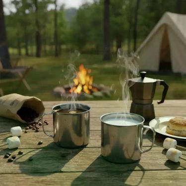 Imagem de Kit 2 Caneca Inox Alça 950 Ml Café Leite Àgua Chá Camping - Imporiente