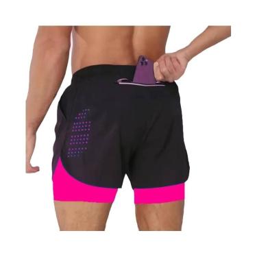 Imagem de Shorts De Treino Masculinos 2 Em 1 De Secagem Rápida Para Corrida E Fi