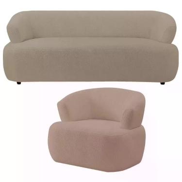 Imagem de Kit Sofá 3 Lugares Para Sala 198cm Com 01 Poltrona Orgânica Florea M05