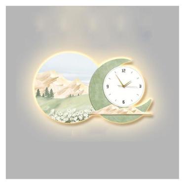Imagem de Pintura decorativa com relógio Crystal Porcelain Wall Painting Wall Clock Set, Wall Art Hanging Clocks, Luxury High End Modern Decorative Abajur de parede(Blue,70 * 50cm)