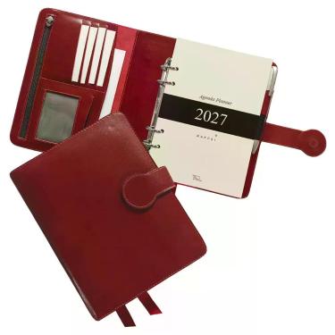 Imagem de Agenda Planner Couro 2027 126-R Personalizada Raffai Couros, Cereja