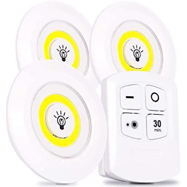 Imagem de Luminária 3 Lâmpadas de Led Spot Branco frio 6500k Sem Fio Com Controle Remoto Sem fio e Fita Dupla Face