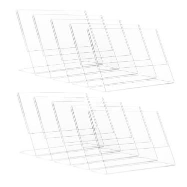 Imagem de HESIN Suporte de placa de acrílico de 5 x 3,5 acrílico loja Preço Rack para aviso, Informações, menu, folha de preço, foto ou qualquer literatura, Transparent, 10 pack