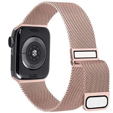 Imagem de Pulseira Hanama compatível com Apple Watch 38 mm, 40 mm, 41 mm, 42 mm, 44 mm, 45 mm, 49 mm, pulseiras de substituição de aço inoxidável clássico para iWatch Series SE 8 7 6 5 4 3 2 1 (rosa)
