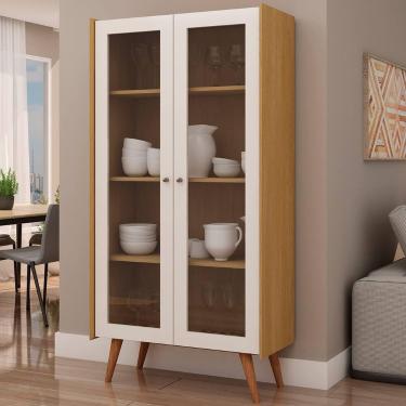 Imagem de Cristaleira 2 Portas com vidro Vértice Cinamomo/Branco - Genialflex