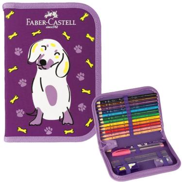 Imagem de Estojo Escolar Lápis de Cor Caneta Faber Castel Pet Cachorro - Faber-C