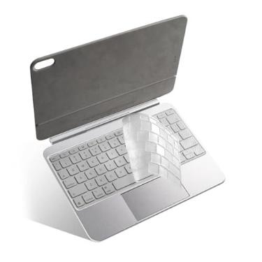 Imagem de IMMOENUC Capa protetora de teclado para teclado mágico de 11 polegadas (iPad Air M4 M3 2026 2025, iPad Pro M5 M4) Material TPU compatível com iPad A16 e iPad 10 Magic Keyboard Folio (textura de fibra