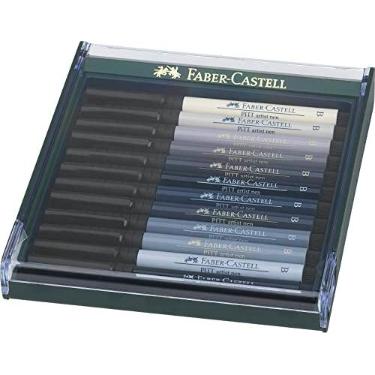Imagem de Estojo Canetas Ponta Pincel Tons de Cinza, Faber-Castell, Pitt Artist Brush, 12 Cores, 1 Estojo - 267423