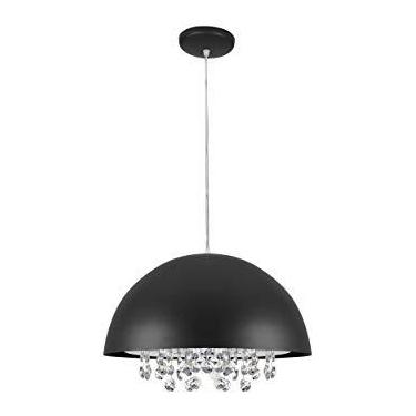 Imagem de Pendente Meia Lua com Cristais 1 Luz E27 Alumínio LLUM Bronzearte Meia Lua Cristal 105W Preto 30 cm
