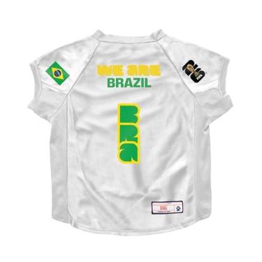 Imagem de Littlearth Camiseta elástica Big Pet - oficialmente licenciada pela Copa do Mundo da FIFA de 2026, equipe: Brasil, Tamanho: Grande (Costas: 61-96,5 cm; Circunferência do peito: 81-96,5 cm; Pescoço