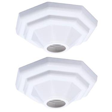 Imagem de Kit 2 Plafon Branco Luminária Plafonier Pirâmide Paflon De Teto Sobrepor Lâmpada Led Bulbo Filamento Soquete E27 Bocal Porcelana Bivolt 100w Para Sala Quarto Garagem Banheiro Área De Serviço 110/220