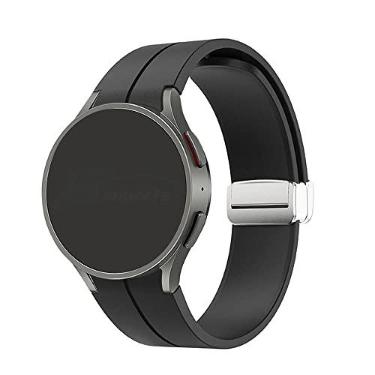 Imagem de Pulseira Silicone Fecho Magnetico Prata LTIMPORTS compatível com Galaxy Watch 7/6/6 Classic/5/5 Pro/4/4 Classic e Galaxy Watch FE (20mm) (Preto)