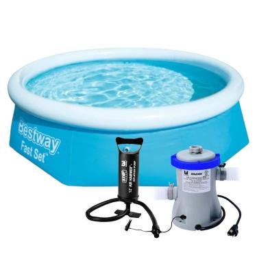 Imagem de Piscina Inflável 2.300 Litros + Filtro + Bomba - Bestway, AZUL, 220V