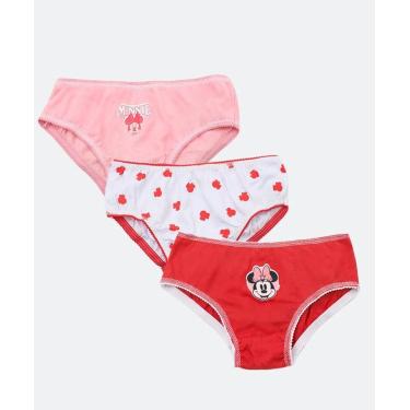 Imagem de Kit 3 Calcinhas Infantil Minnie Disney Tam 2 a 12 Verm-85003, Vermelho