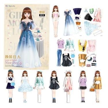 Imagem de Bonecas de vestir, jogo de combinação de roupas relaxantes e divertidas - Boneca de de fantasia de portátil fácil de segurar presente para crianças e meninas de 4 a 7 anos