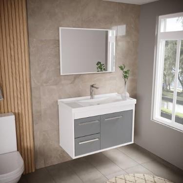 Imagem de RIVERZZA Gabinete Armario para Banheiro 100% MDF com Cuba - Potenza 63cm (Gianduia)
