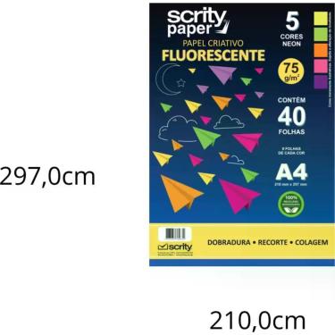 Imagem de Bloco para Educacao Artistica Fluorescente 5COR. A4 75G 40FL - SCRITY