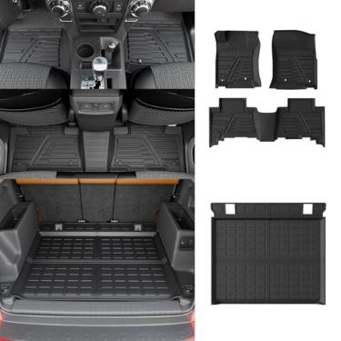 Imagem de Maszupir Fit Toyota 4Runner 2013-2023 Tapetes de piso Tapete de porta-malas Forros de carga para todos os climas 2022 Toyota 4 Runner Acessórios (sem 3º assento ou sem deck de carga deslizante) (forro de argo + tapetes de chão)