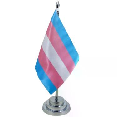 Imagem de Bandeira Mesa Dupla Face Transgênero Mastro 29 Cm Alt Cetim