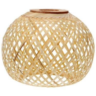 Imagem de GANAZONO Abajur de vime abajur de tecido de bambu abajur cesta de vime capa de luz pendente para teto luminária de chão