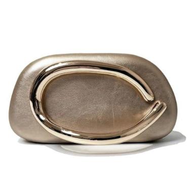 Imagem de Bolsa clutch de acrílico para mulheres, clássica, redonda, acrílica, noturna, vintage, metal, guidão, bolsa para festa de casamento, formatura, Couro champanhe, Medium