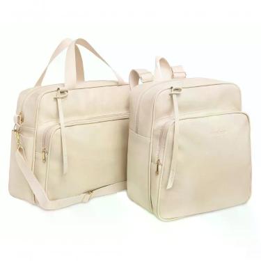 Imagem de Kit Bolsa e Mochila Maternidade Dulini Life Duo PVC Premium Bege