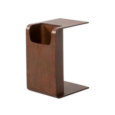 Imagem de WAOCEO Mesa lateral de madeira maciça sofá em forma de C vários lados, mini mesa de canto móvel, mesa pequena simples de quarto mesa de cabeceira mesa de centro para sala de estar (cor: B)