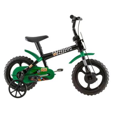 Imagem de Bicicleta de Aprendizado com Rodinhas Preta e Verde Meninos - Styll