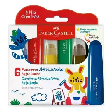 Imagem de Canetinha Hidrográfica Little Creatives Extra Jumbo 6 Cores - Faber Castell