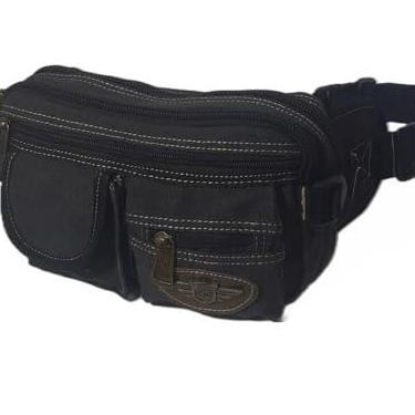 Imagem de Pochete Masculina Reforçada Em Lona Vários Bolsos (preto)