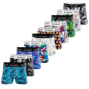 Imagem de Kit 10 Cuecas Boxer Infantil Juvenil Microfibra Estampadas Confortável
